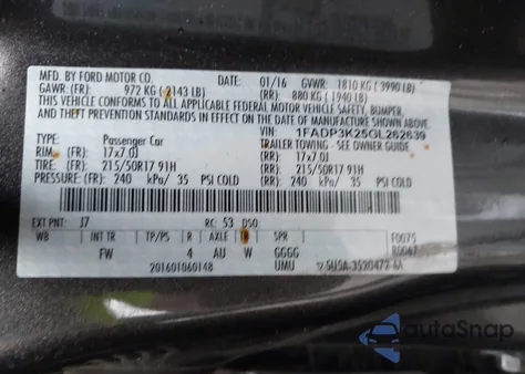 2016 Ford Focus Se from USA, damaged, VIN 1FADP3K25GL262639
